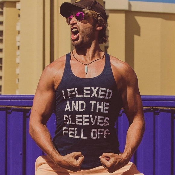 Crazy Dog T-Shirts - I Flexed And The Sleeves Fell Off Black Tank Top - Picture 3 of 8